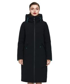 Manteau noir long chauffant femme