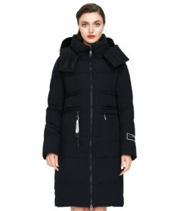 Manteau à capuche noir pour femme