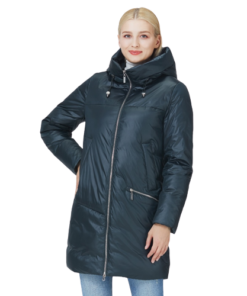 Manteau chauffant mi-long vert pour femme