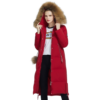 Manteau rouge hiver fourrure femme