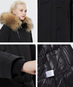 parties du Manteau parka noir fourrure femme