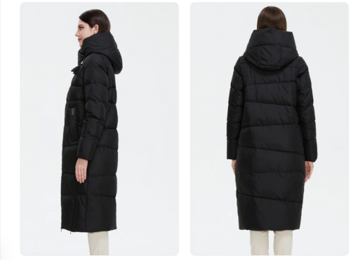 vue de face et vue de profil du Manteau très chaud femme