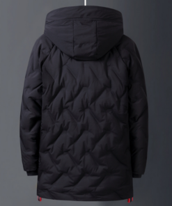 vue arrière du Manteau noir chauffant imperméable