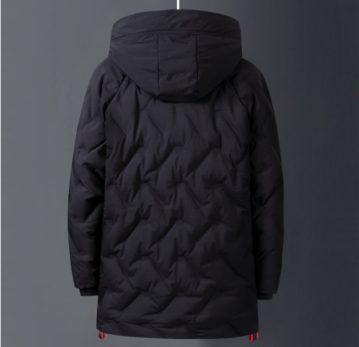 vue arrière du Manteau noir chauffant imperméable