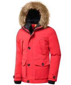 Veste d'hiver rouge à capuche