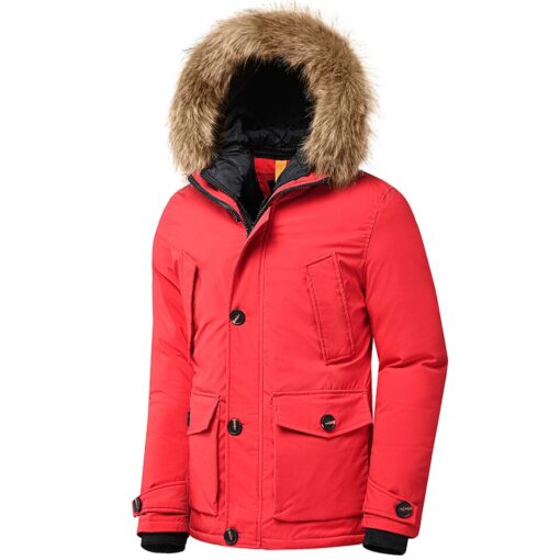 Veste d'hiver rouge à capuche