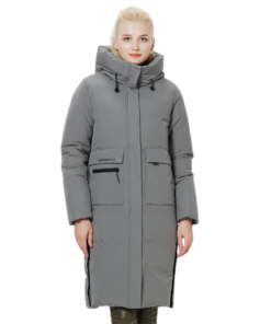 Manteau chauffant gris épais pour femme