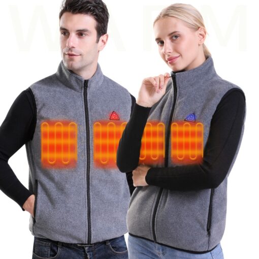 homme et femme avec le Gilet chauffant polaire