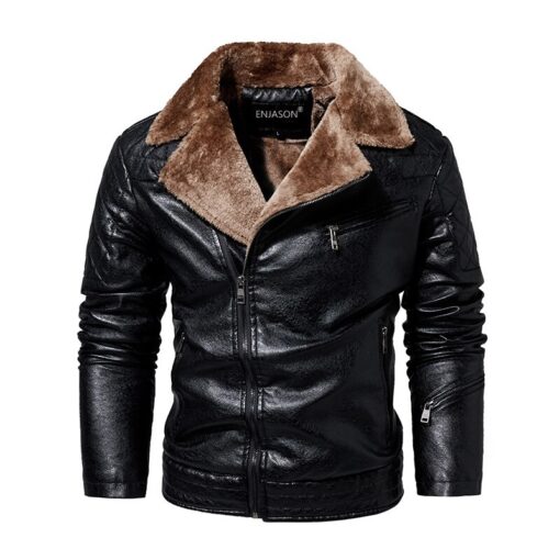 Blouson noir d'hiver en cuir