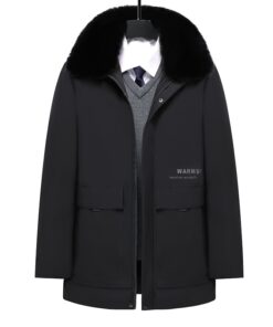 Manteau parka chauffant noir décontracté