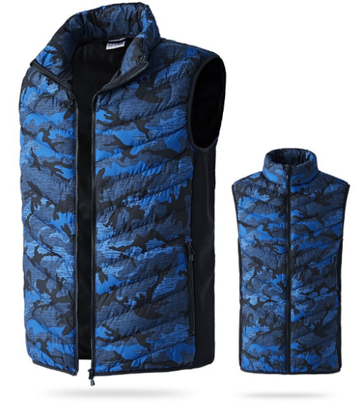 Gilet chauffant bleu de grande taille