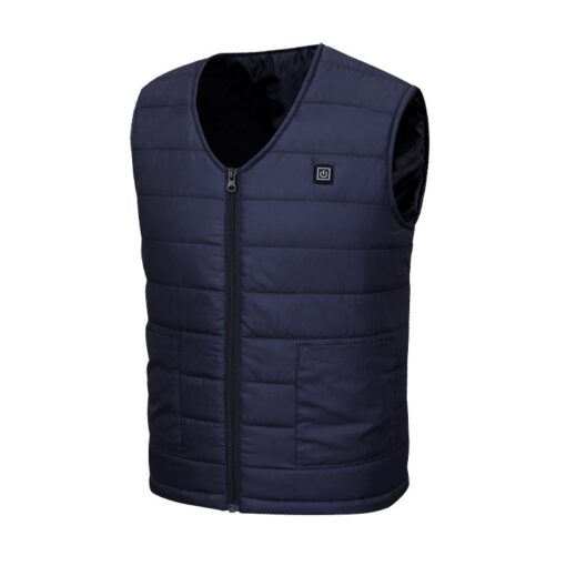 Gilet chauffant bleu col en V