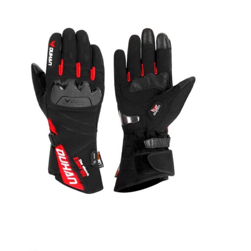 Gants chauffants rouge moto avec batterie