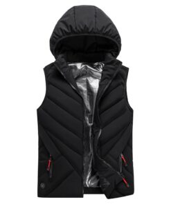 Gilet chauffant noir avec chapeau