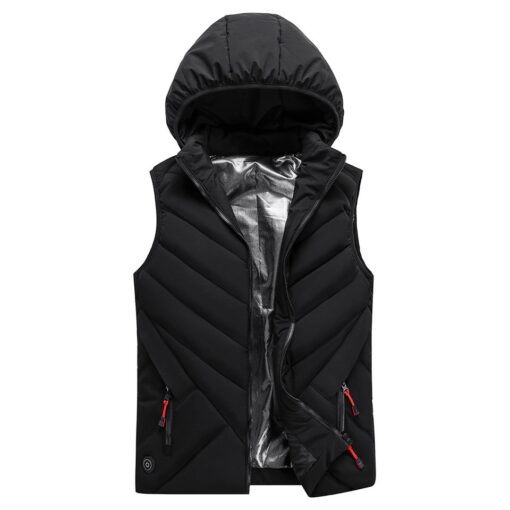 Gilet chauffant noir avec chapeau