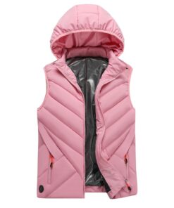 Gilet chauffant rose avec chapeau