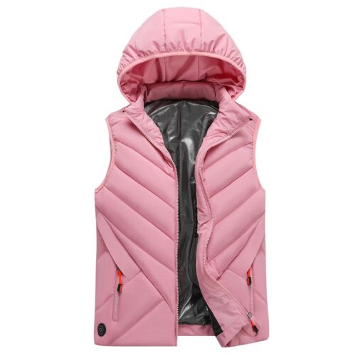 Gilet chauffant rose avec chapeau