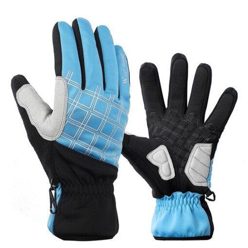 Gants chauffants bleus coupe-vent